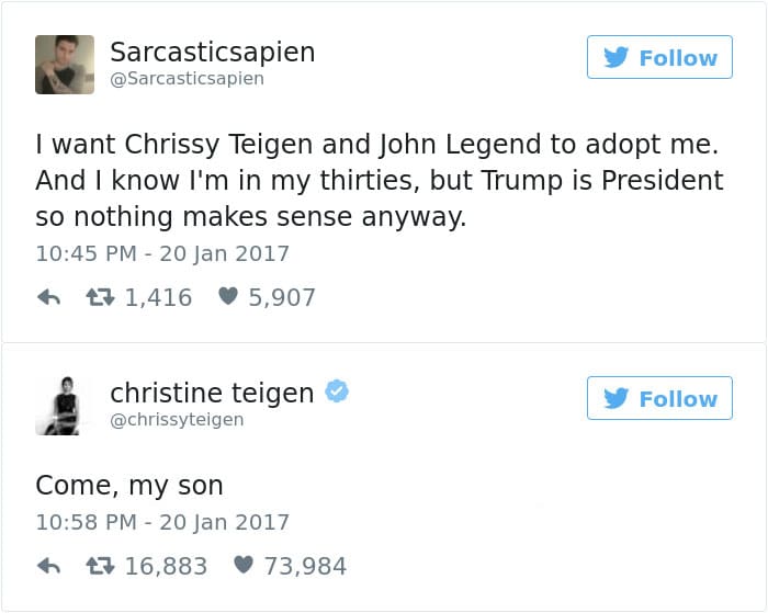 Chrissy Teigen Tweets come my son