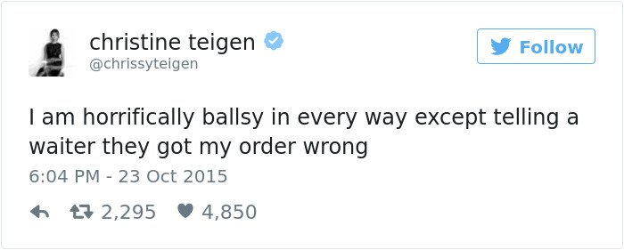 Chrissy Teigen Tweets got my order wrong