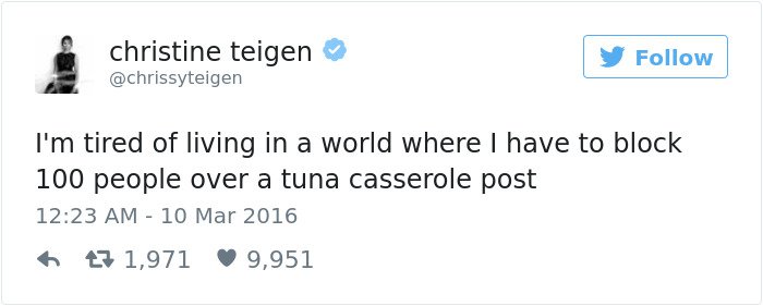 Chrissy Teigen Tweets tuna casserole post