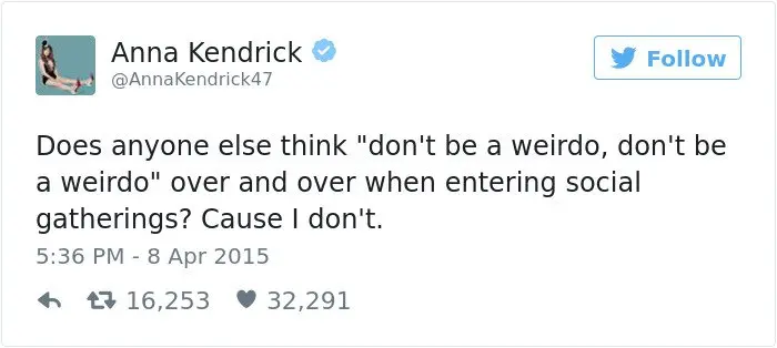 anna kendrick tweets dont be a weirdo
