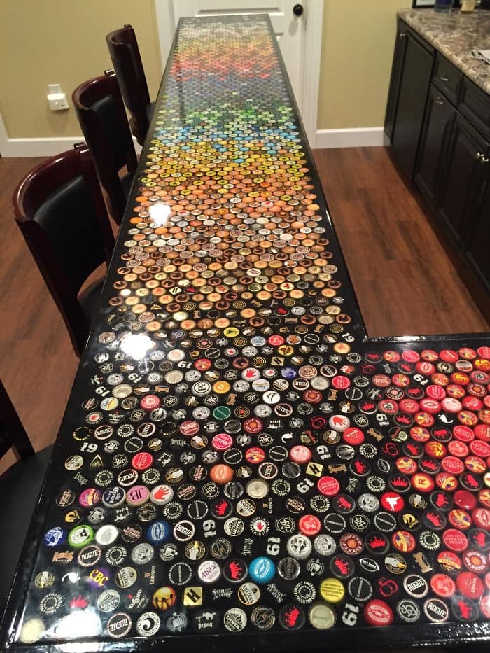 bottle cap counter top completed