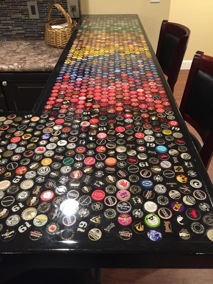 bottle cap counter top side view