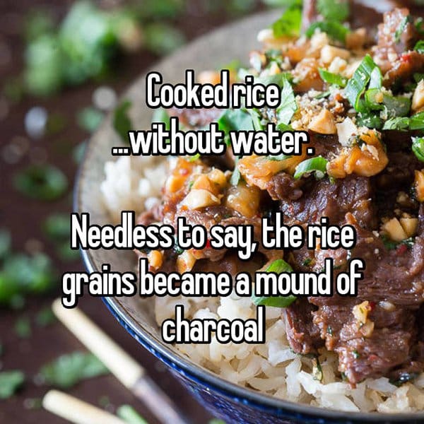 cooking fails cooked rice without water