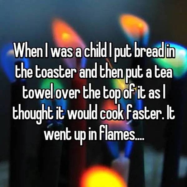 cooking fails tea towel over toaster