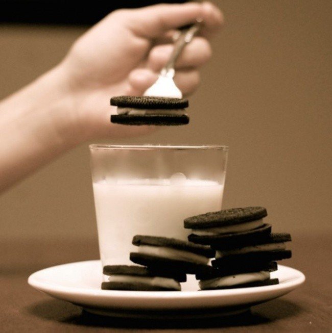 cookies fork milk