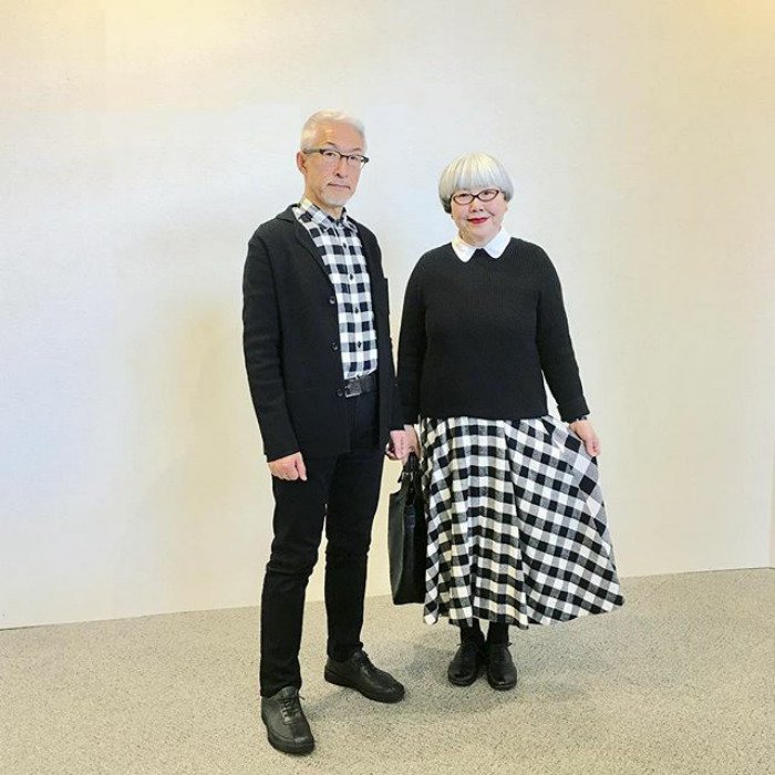 couple matching outfits checkered skirt and shirt