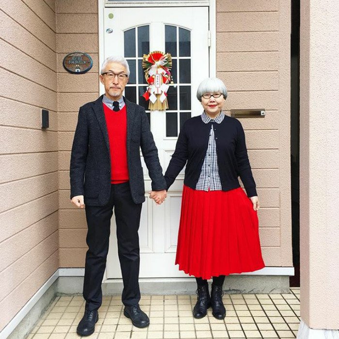 couple matching outfits red skirt red vest