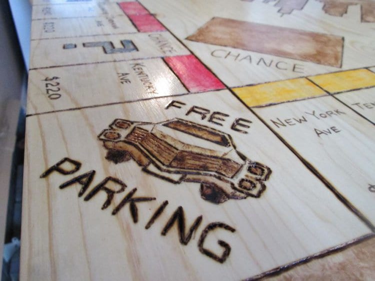 free parking close up monopoly table