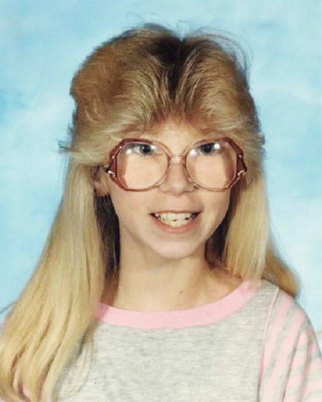 funny 80s 90s hairstyles blond glasses