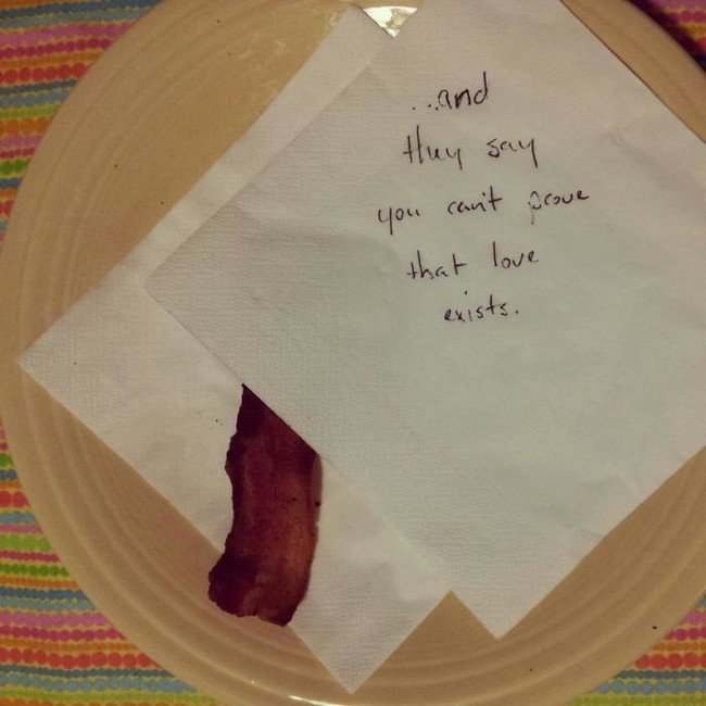 funny love notes bacon
