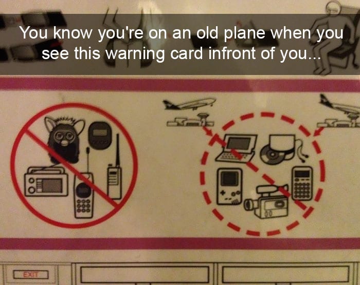 funny-things on plane old warning card