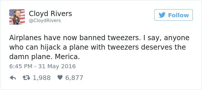 funny-things on plane tweezers banned