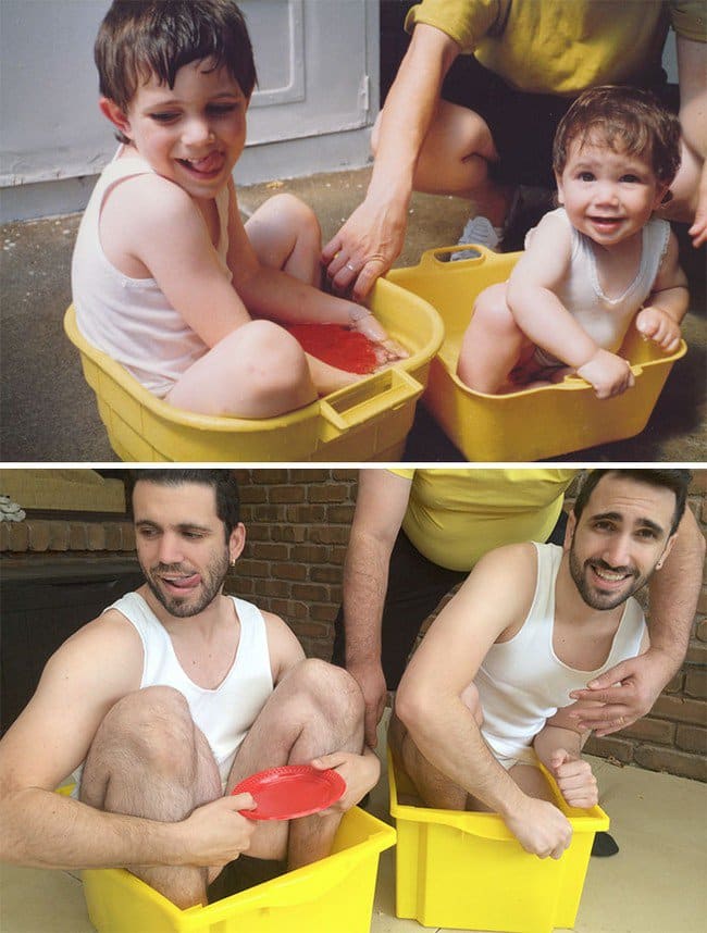 guys baby photo recreation