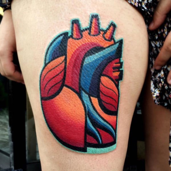 mike boyd cubist tattoo red and blue