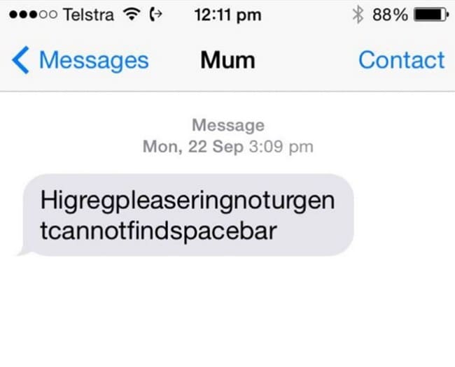 no spacebar message