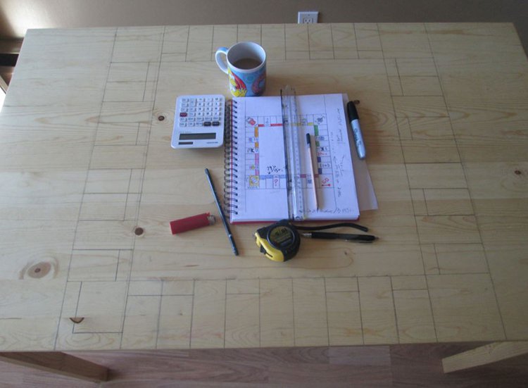 pencil outline monopoly table