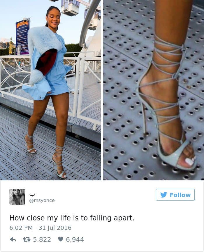 relatable-female tweets rihanna shoe