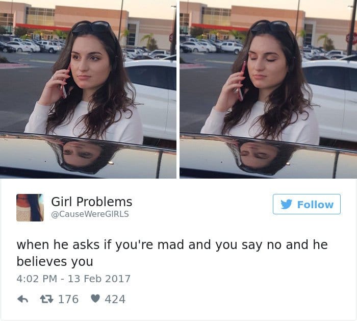 relatable-female tweets when he asks if your mad