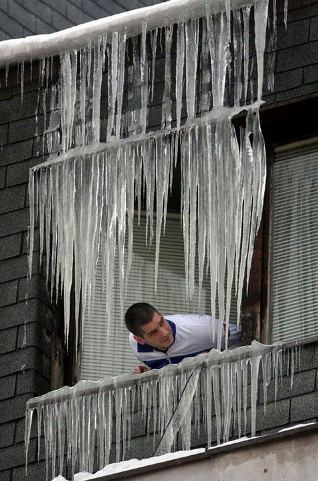 safety fails icicles man