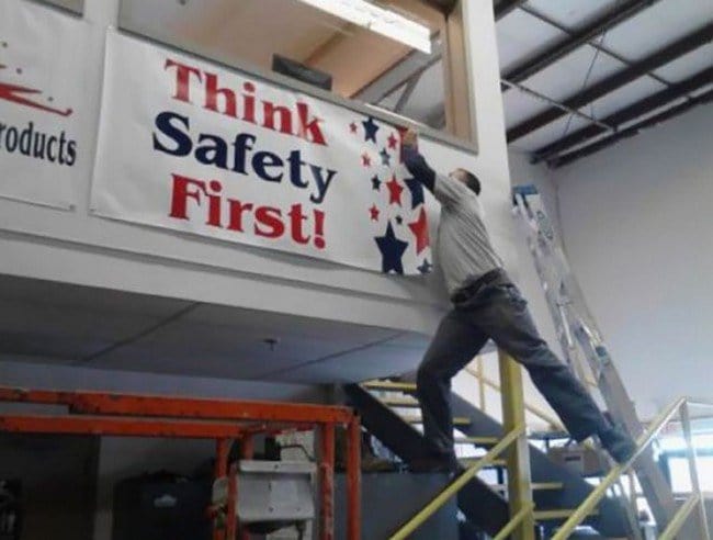 safety fails man ladder