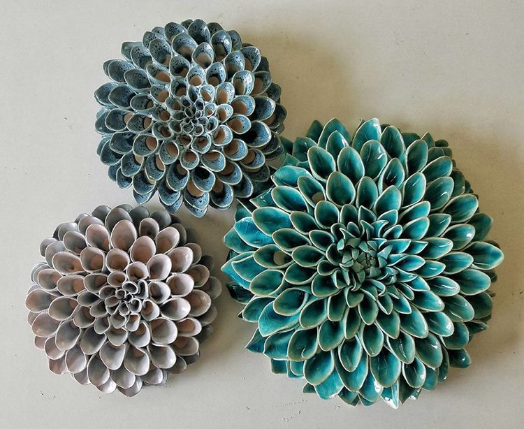 succulent clay sculptures trio