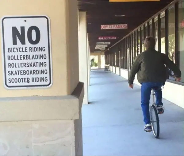 taking rules literally no riding