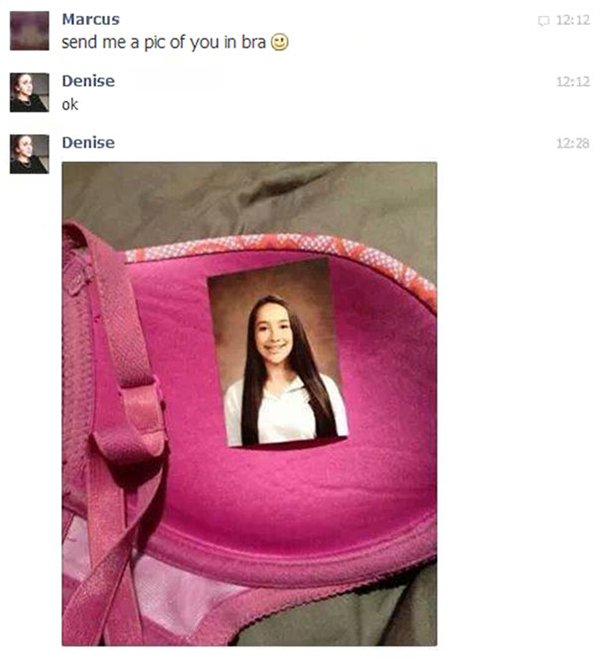 taking rules literally send a pic of you in a bra
