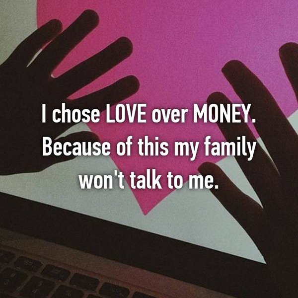 torn between love and family love over money