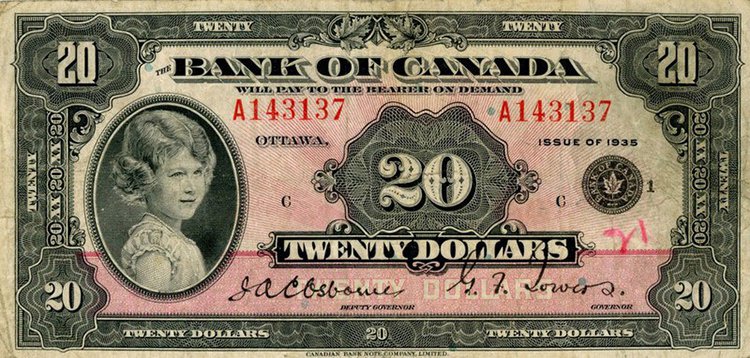 Queen Elizabeth aged 8 canada note