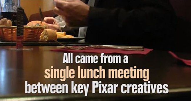 all came from a single lunch meeting between pixar creatives
