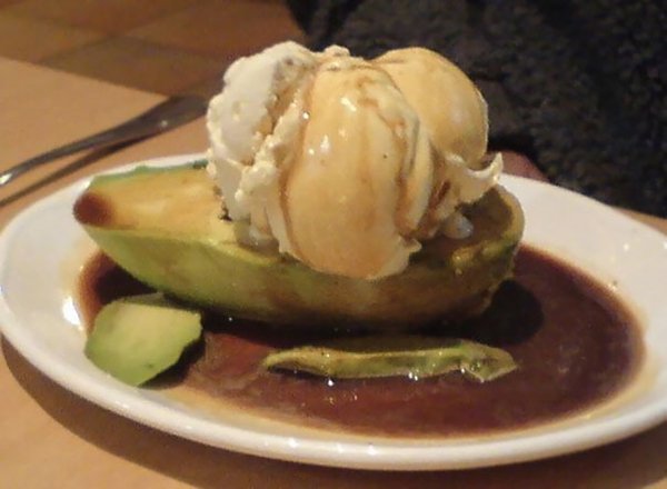 avocado with ice cream and coffee