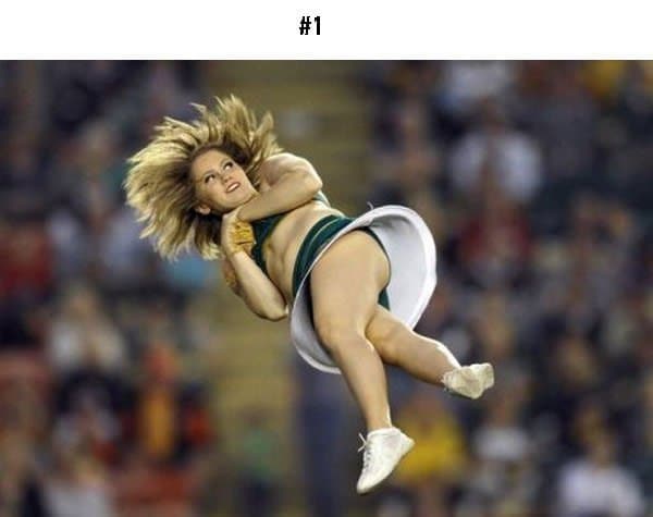 awkward sports moments cheerleader spinning