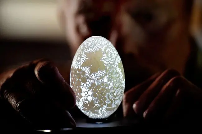eggshell with 20000 holes in it