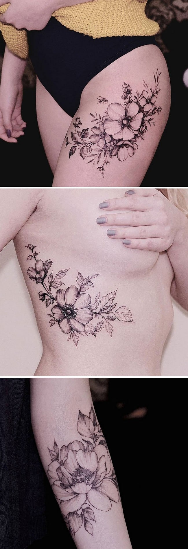floral tattoo art diana severinenko