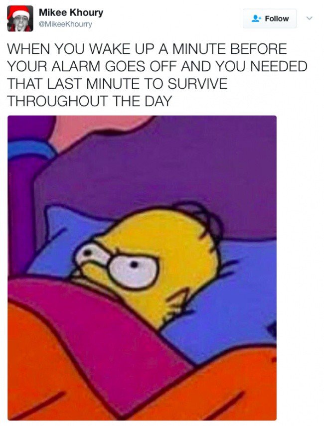 funny everyday images homer bed wake up