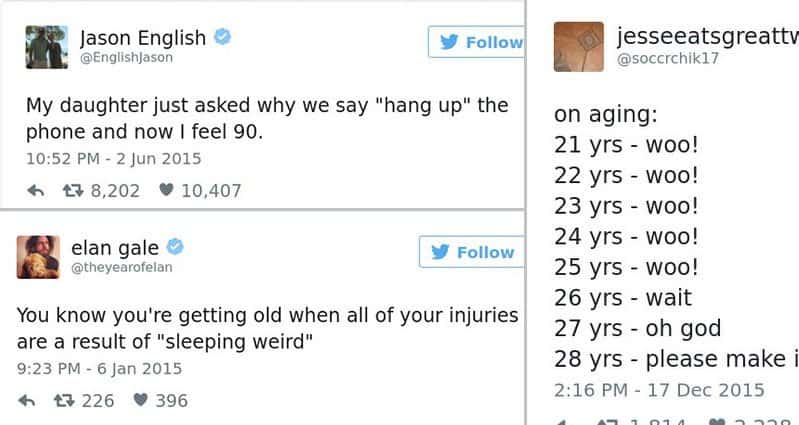 funny tweets about getting old