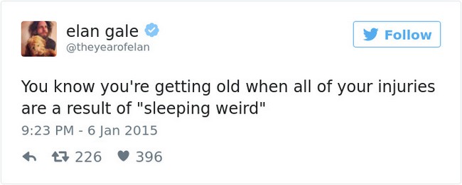 funny tweets aging sleeping weird