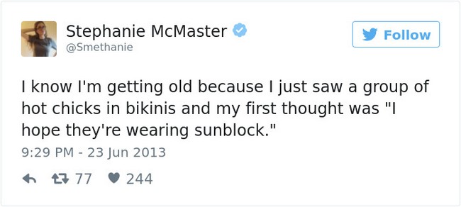 funny tweets aging sunblock