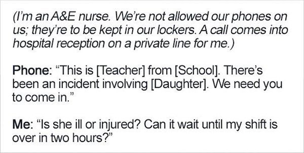 mom phoned by daughters school