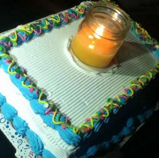 people who dont care cake large glass candle