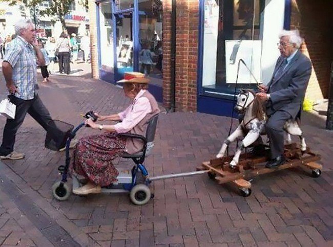 people who don't care elderly couple riding