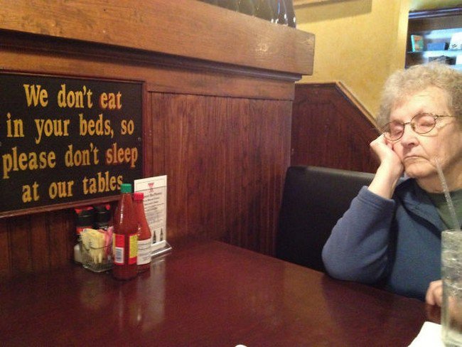 people who dont care grandma table sleep sign