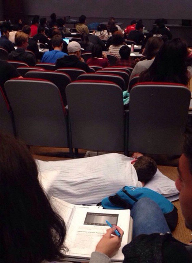 people who dont care man sleeping lecture