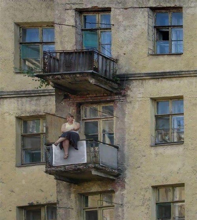 people who dont care woman sitting balcony