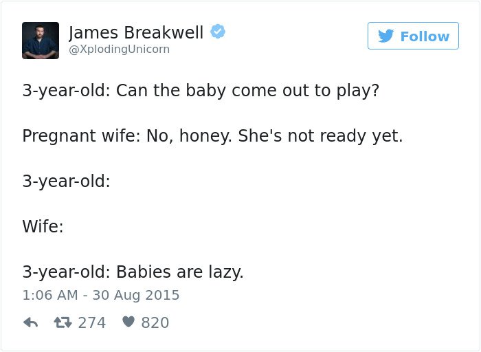 pregnancy tweets babies are lazy