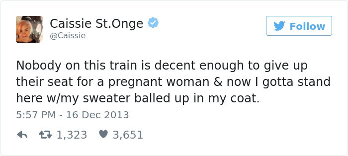pregnancy tweets give up their seat