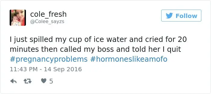 pregnancy tweets spilled ice water