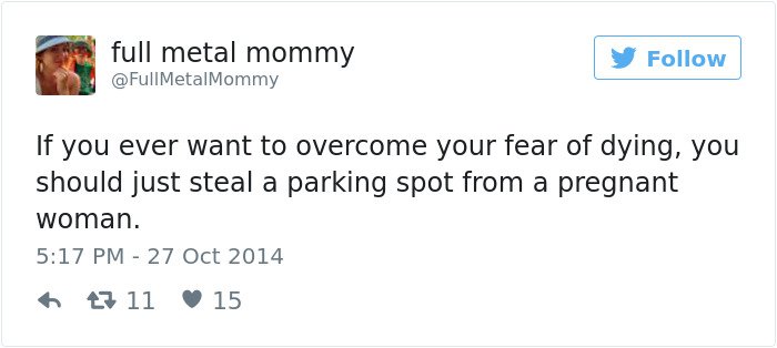 pregnancy tweets steal a parking spot