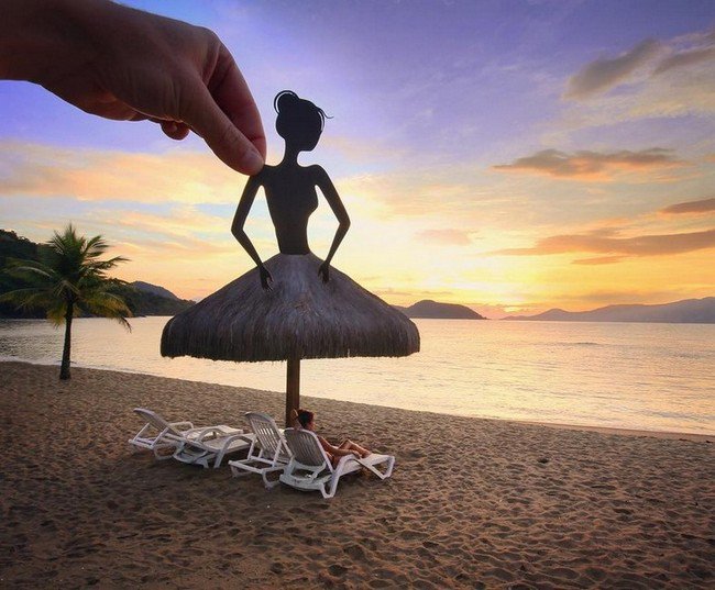 rich mccor paper cutout art ballerina sun umbrella