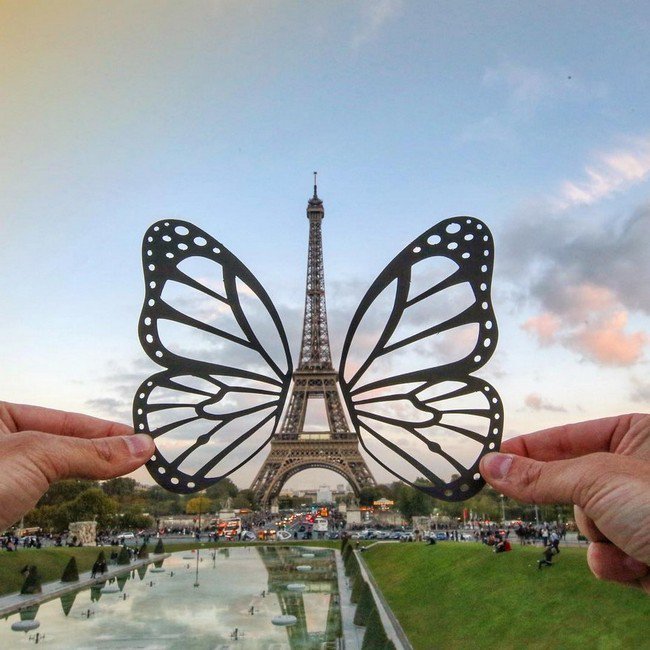 rich mccor paper cutout art eiffel butterfly